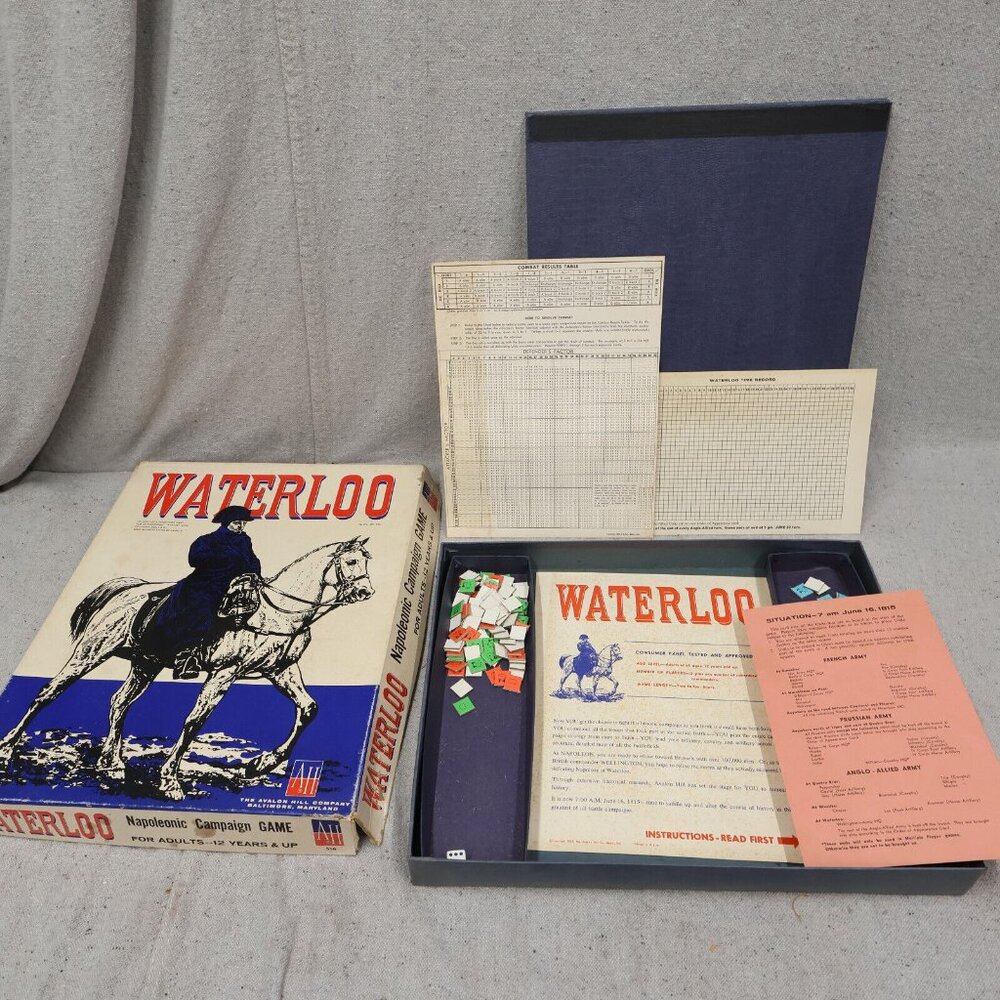 Avalon Hills Waterloo Board Game Napoleon Campaign 1962
